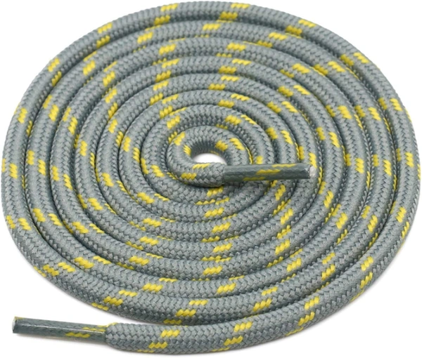 GRAH SANGRAH® 3 Pair (1 Pair Per Single Color) Shoelaces for Hiking Shoes, Walking Sneakers, Climbing, Work Boot, Running, Casual, Sport Shoes (SL-208-211-214) - 120 cm , Light Grey Yellow-Light Grey Black-Dark Grey Blue